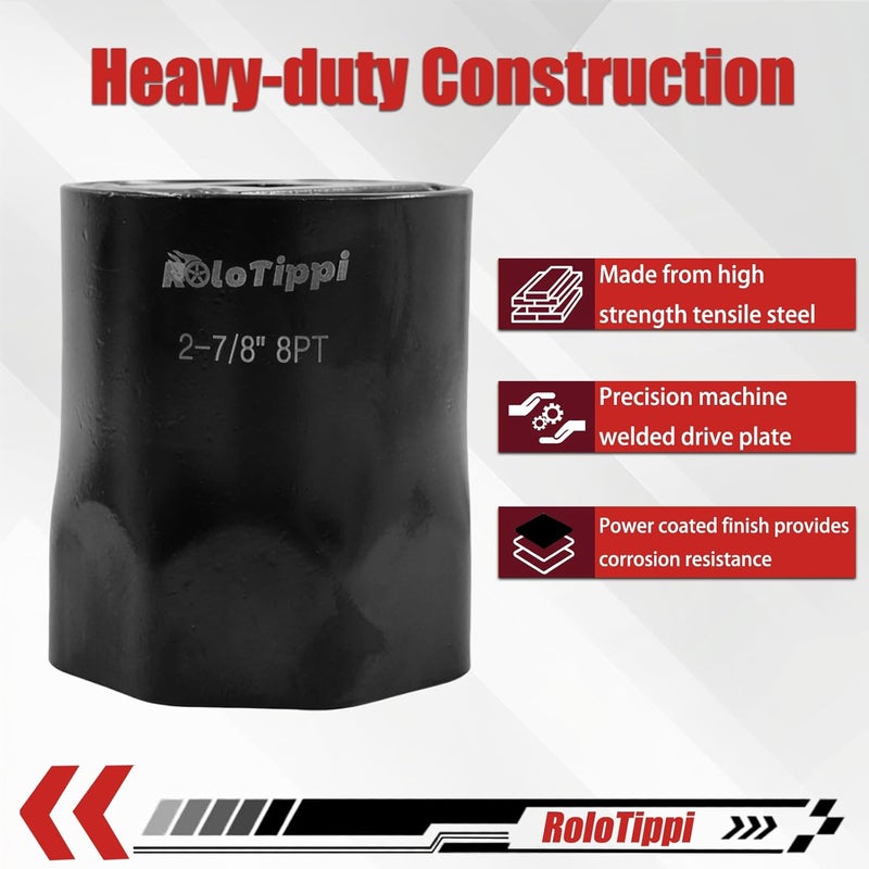 RoloTippi 2-7/8-Inch 8 Point Wheel Bearing Locknut Socket, 3/4-Inch Drive, for Axle Nut Socket, Remove and Install Wheel Bearing Nuts, Carbon Steel, Powder-Coated (2-7/8" 8PT, 3/4" Drive) - Image 4